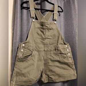 Juniors Green denim Short overalls